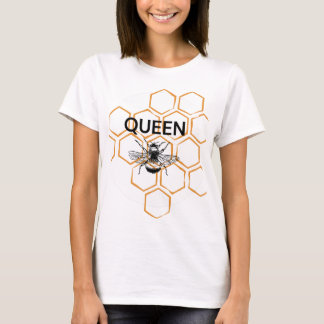 Large Bee and Honeycomb with words "Queen Bee" T-Shirt
