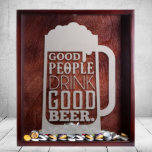 Large Beer Cap Shadow Box & Beer Quote Engraving<br><div class="desc">Personalized Beer Cap Holder 19"w X 22"hx2.75" (a.k.a. Drop Box) is handmade of pinewood and stained with either classic black or bombay mahogany. The shadow box can hold about a lot of beer caps and the glass front is exquisitely laser etched with any one of our stunning designs or a...</div>