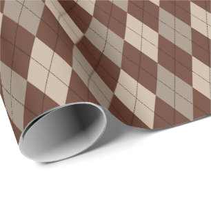 Large Beige and Brown Argyle Wrapping Paper