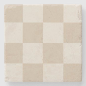 Large Beige Checkers Stone Coaster by designs4you at Zazzle