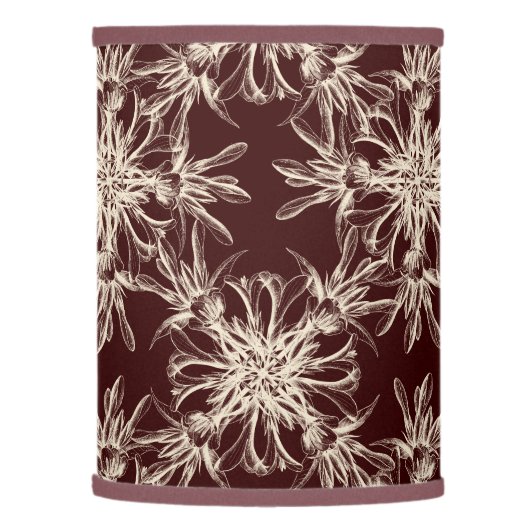 Large Beige on Maroon Brown Dramatic Damask Lamp Shade (Left)