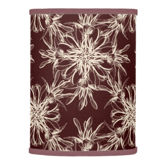 Large Beige on Maroon Brown Dramatic Damask Lamp Shade (Right)