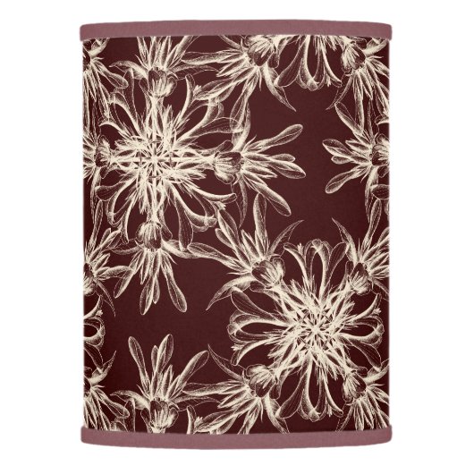 Large Beige on Maroon Brown Dramatic Damask Lamp Shade (Front)