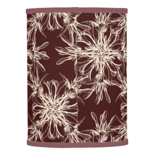 Large Beige on Maroon Brown Dramatic Damask Lamp Shade (Back)