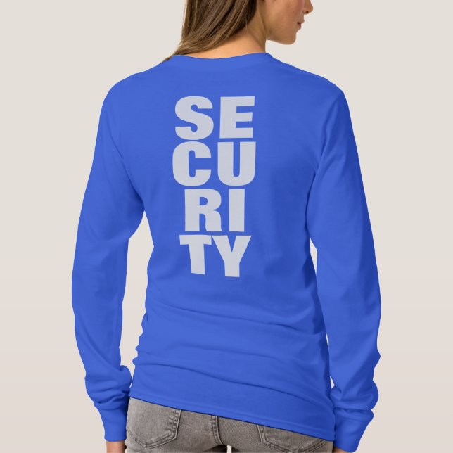 Large Big Font Text Royal Blue Womens Security T-Shirt (Back)
