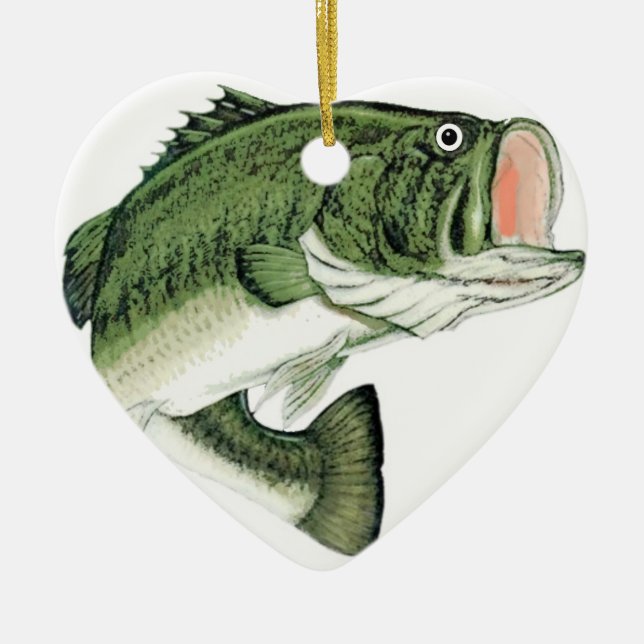 Large Big Mouth Bass Ceramic Ornament (Front)