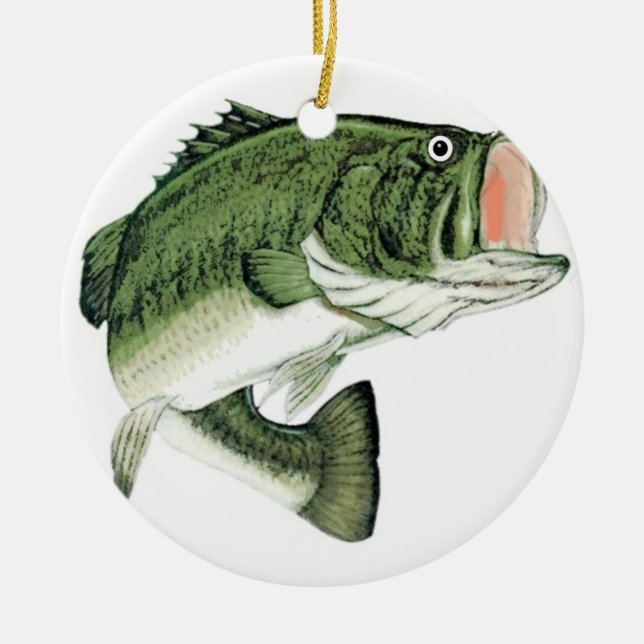 Large Big Mouth Bass Ceramic Ornament (Front)