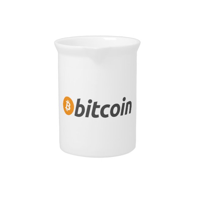 Large Bitcoin logo with orange Bitcoin symbol Beverage Pitcher (Front)