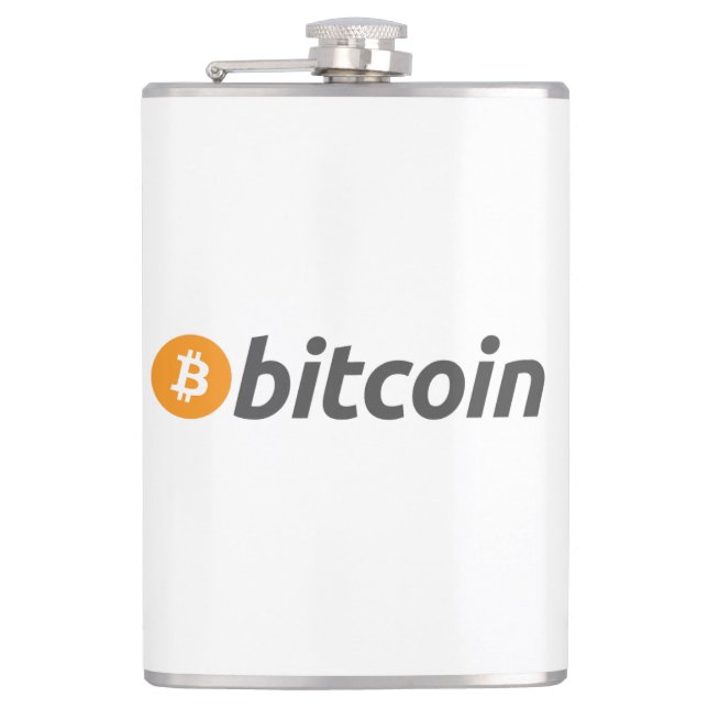 Large Bitcoin logo with orange Bitcoin symbol Flask (Front)