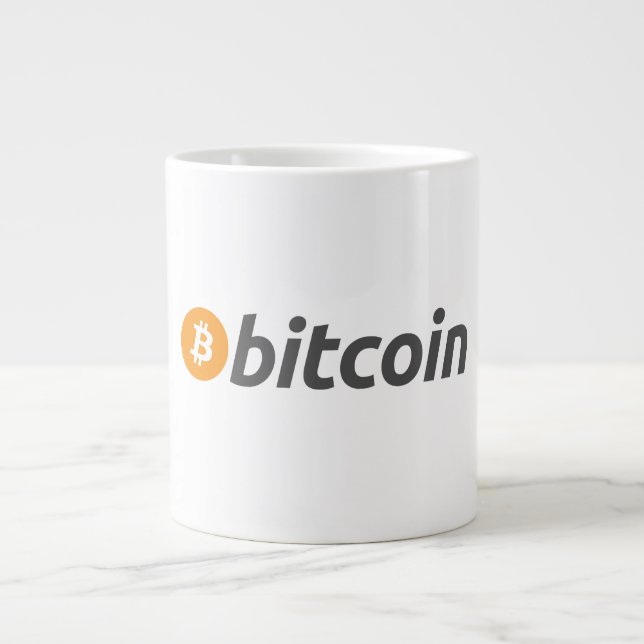 Large Bitcoin logo with orange Bitcoin symbol Giant Coffee Mug (Front)