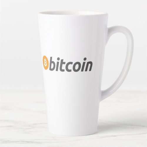 Large Bitcoin logo with orange Bitcoin symbol Latte Mug