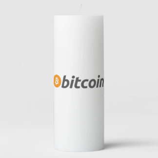 Large Bitcoin logo with orange Bitcoin symbol Pillar Candle