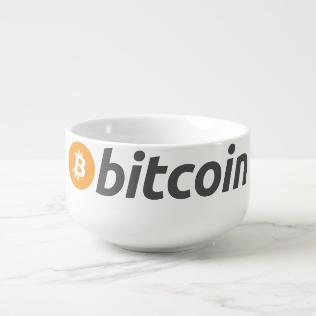 Large Bitcoin logo with orange Bitcoin symbol Soup Mug (Front)