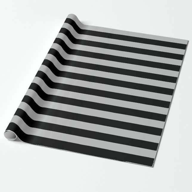 Large Black and Gray Stripes Wrapping Paper (Unrolled)