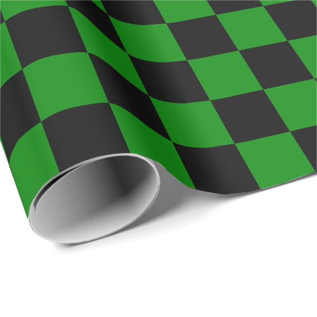 Large Black and Green Checks Wrapping Paper (Roll Corner)