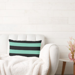 Large Black and Jade Stripes Reversible Lumbar Pil Pillow