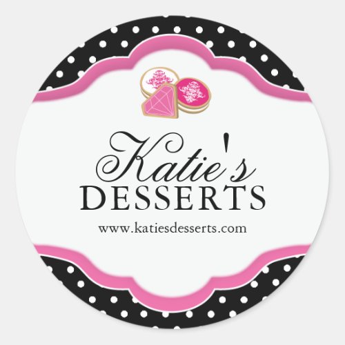 Large Black and Pink Bakery Packaging Stickers