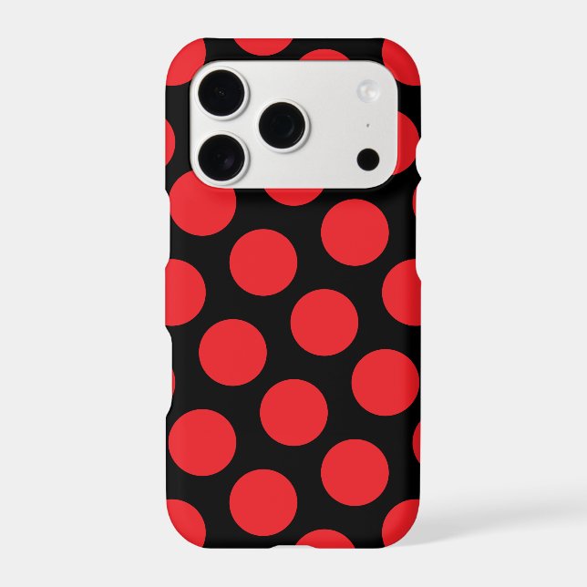 Large Black and Red Polka Dot Pattern Iphone Case (Back)