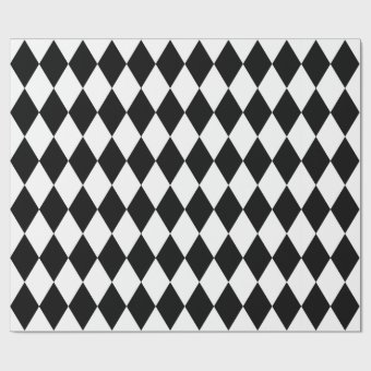 Large Black and White Diamond Harlequin Pattern Wrapping Paper | Zazzle