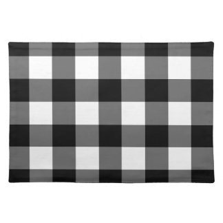 Large black and white gingham placemat