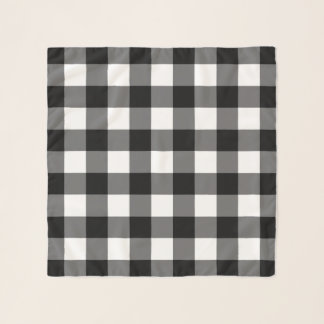 Large black and white gingham scarf