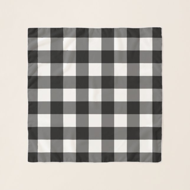 Large black and white gingham scarf (Front)