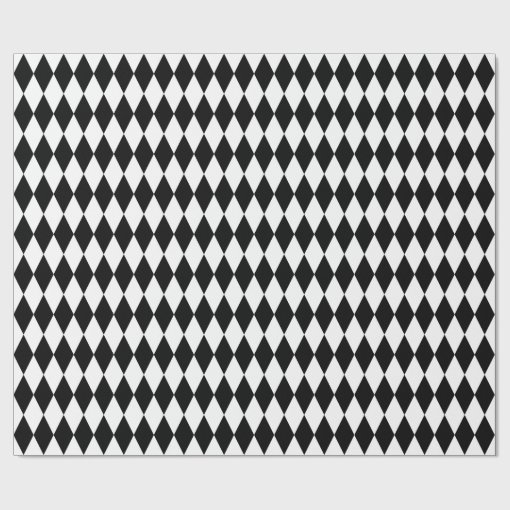 Large Black and White Harlequin Wrapping Paper | Zazzle