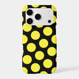 Large Black and Yellow Polka Dot Iphone 18 Pro Case