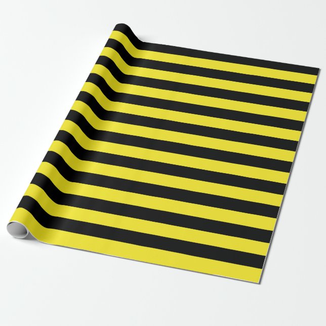 Large Black and Yellow Stripes Wrapping Paper (Unrolled)
