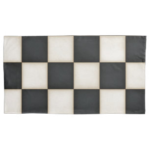 Large Black & Antique White Checkers King Pillow Case