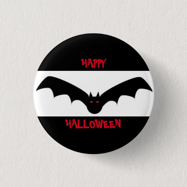 LARGE BLACK BAT ROUND SMALL BUTTON (Front)