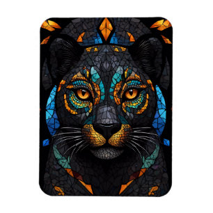 Large Black Cat Mosaic stained Glass effect Magnet