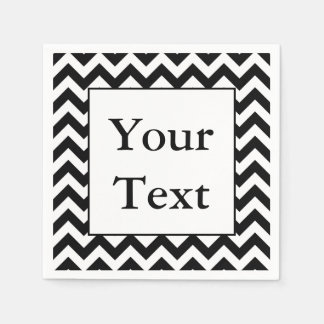Large Black Chevron Design with Custom Text Napkins