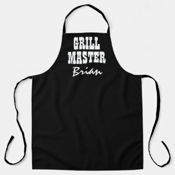 Large Black Custom Grill Master Bbq Apron For Men by cookinggifts at Zazzle