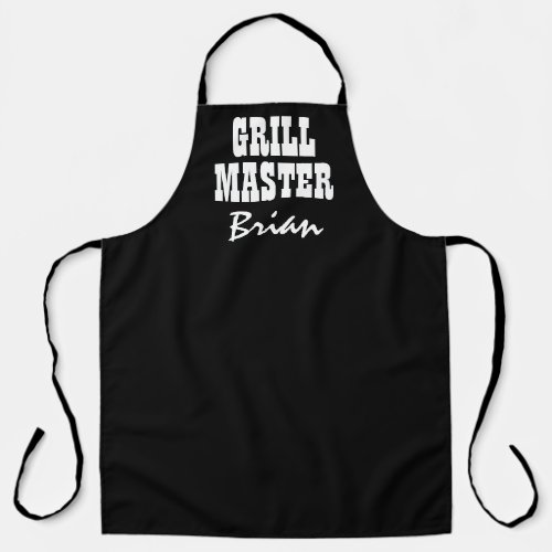 Large black custom grill master BBQ apron for men