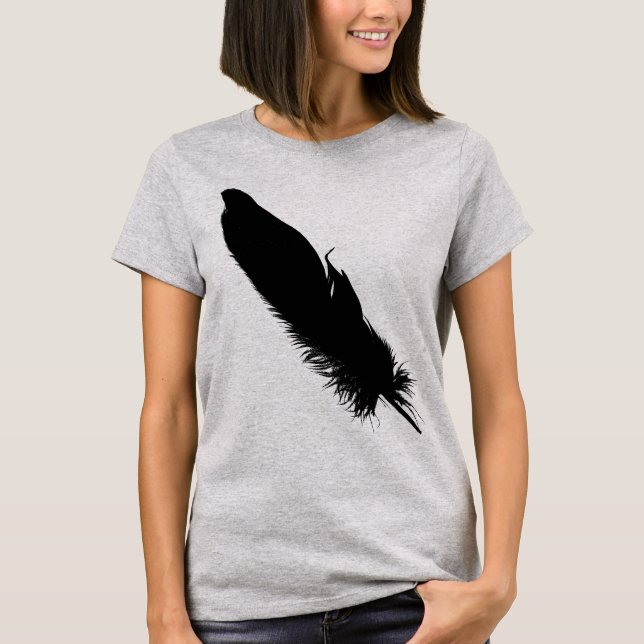 Large Black Feather Silhouette T-Shirt (Front)