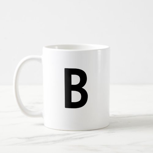 Large black initial letter minimalist monogram coffee mug