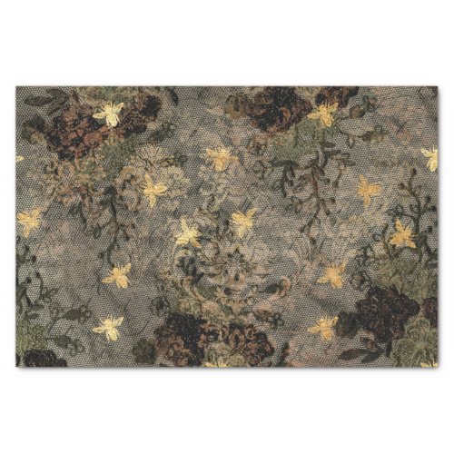 Large Black Lace Gold Bee Tissue Paper