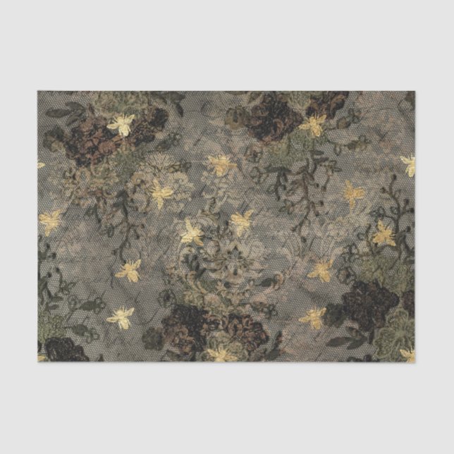 Large Black Lace Gold Bee Tissue Paper (Front)