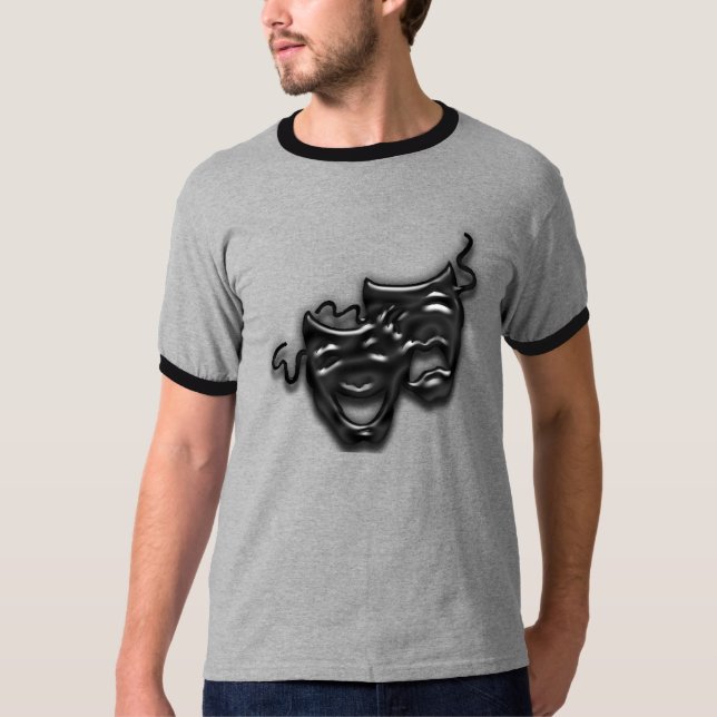 Large Black Masks Ringer T-shirt (Front)