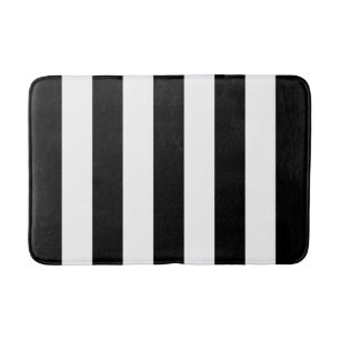 Large Black or White Vertical Stripes Pattern Bathroom Mat