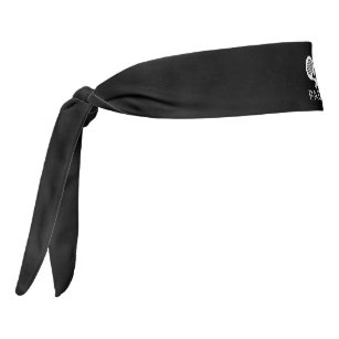 Large black padel tennis headband with custom text