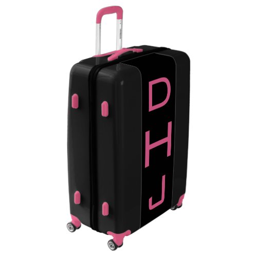 LARGE Black  Pink Personalized Monogram Luggage