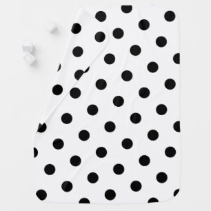 Large Black Polka Dot Pattern - Custom Color White Baby Blanket