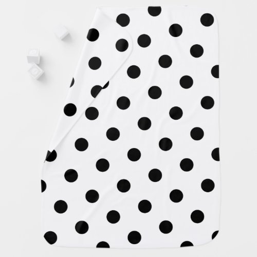 Large Black Polka Dot Pattern _ Custom Color White Baby Blanket