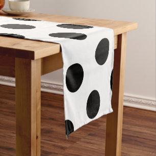 Large Black Polka Dot Pattern - Custom Color White Short Table Runner