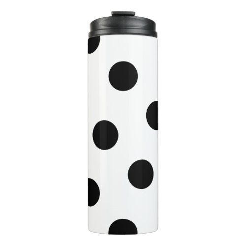 Large Black Polka Dot Pattern _ Custom Color White Thermal Tumbler