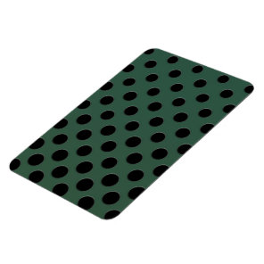 Large black polka dots on dark green magnet