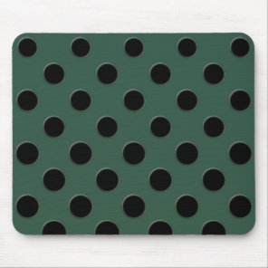 Large black polka dots on dark green mouse pad