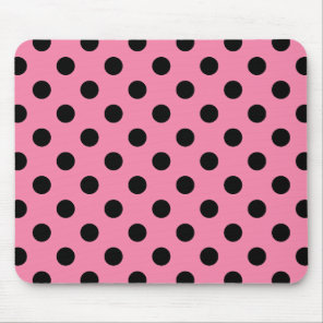 Large Black Polka Dots on hot pink Mouse Pad